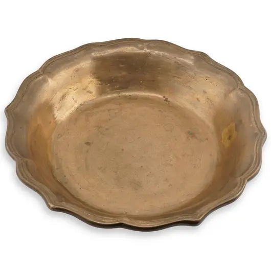 Bol vintage din alama cu margine ondulata, 24cm