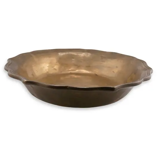 Bol vintage din alama cu margine ondulata, 24cm, imagine 2