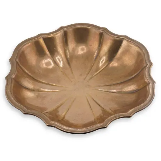 Bol vintage din alama cu margine in relief, 23cm
