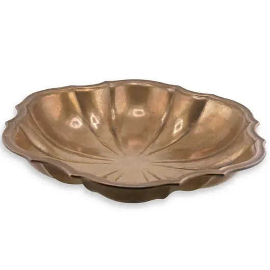 Bol vintage din alama cu margine in relief, 23cm, imagine 2
