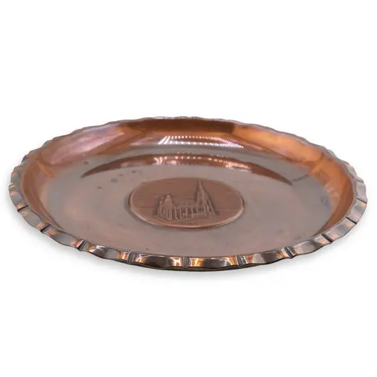 Tava vintage din cupru gravata, model catedrala Viena, 22cm, imagine 2