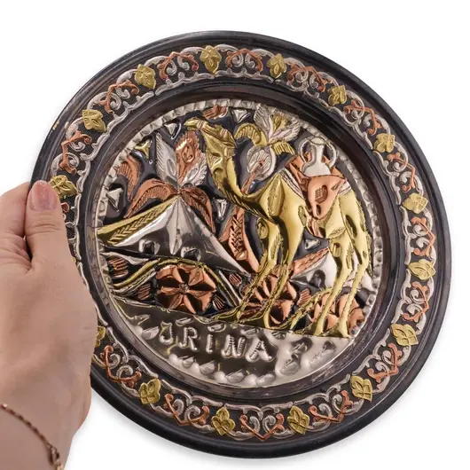 Tablou vintage din metal emailat, model camila decorativa, 25cm, imagine 3