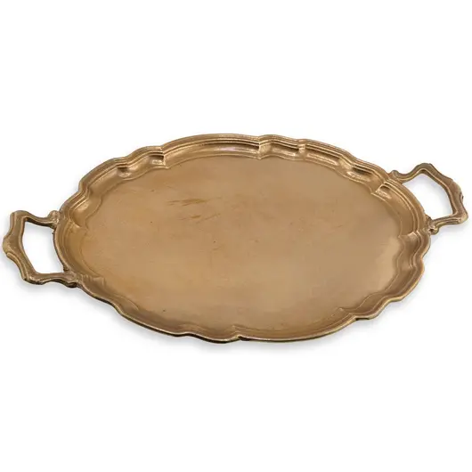 Tava vintage din alama cu doua manere laterale, 29cm