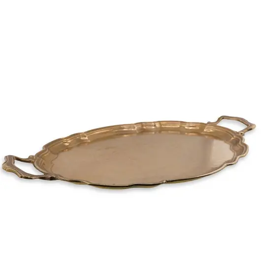 Tava vintage din alama cu doua manere laterale, 29cm, imagine 2
