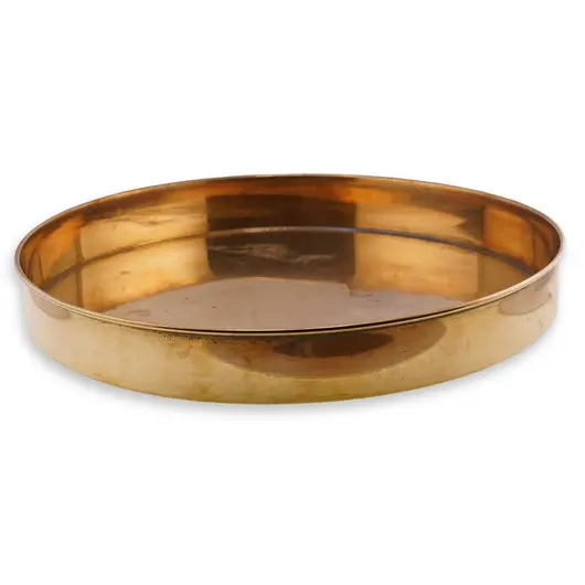Tava vintage rotunda din alama simpla, 28,5cm, imagine 2