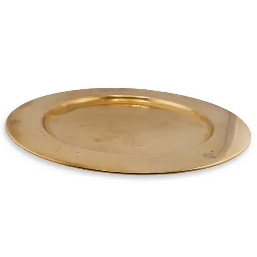 Tava vintage rotunda din alama simpla, margine clasica, 30cm, imagine 2
