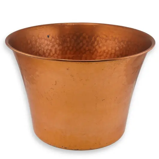 Galeata vintage din cupru ciocanit manual, 18cm
