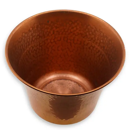 Galeata vintage din cupru ciocanit manual, 18cm, imagine 2
