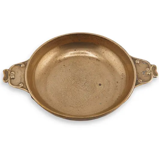Tava vintage din alama cu doua manere ornamentale, 19cm