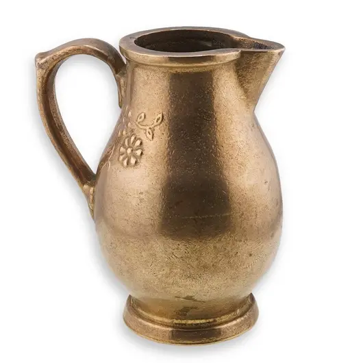 Ulcior vintage din cupru cu flori gravate, 16cm