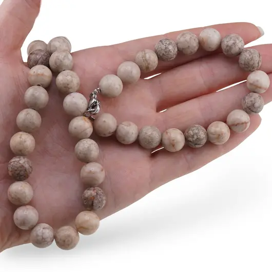 Set colier si bratara Coral fosilizat sfere 10mm, imagine 3