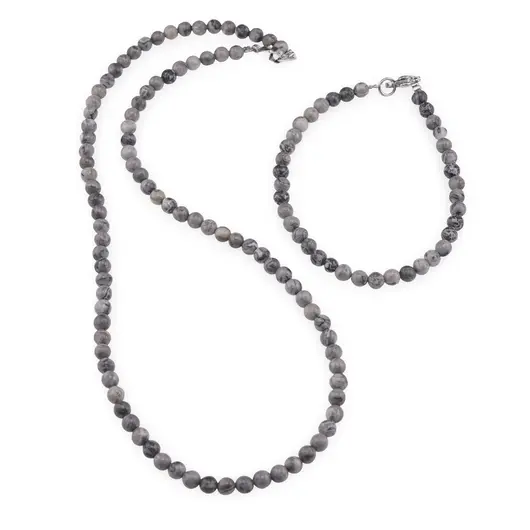 Set colier si bratara Jasp earth sfere 4mm