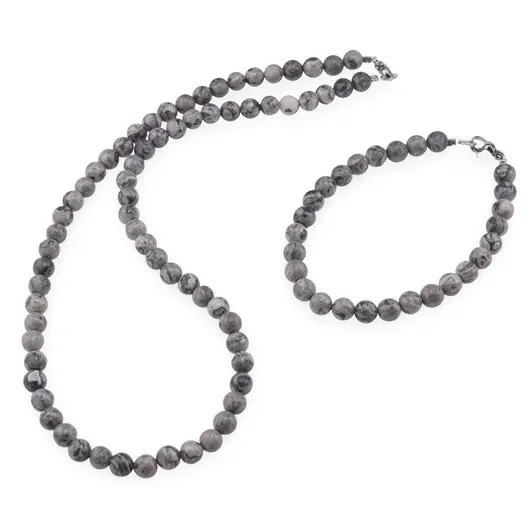 Set colier si bratara Jasp earth sfere 6mm