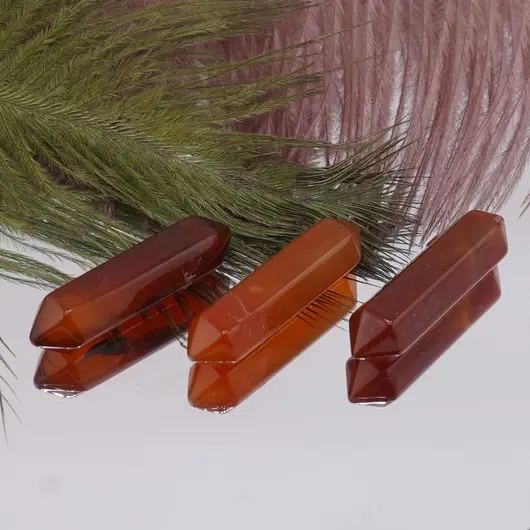 Cristal cu doua varfuri Carneol pentru meditatie si grila de cristale, imagine 2