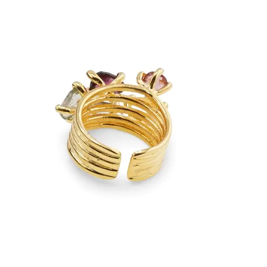 Inel din argint 925 placat cu aur 14k cu cristale incrustate, model spiralat deschis - marimea 54, imagine 2