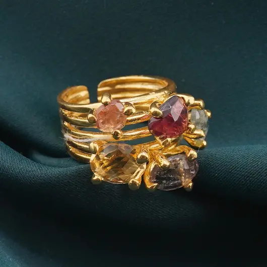 Inel din argint 925 placat cu aur 14k cu cristale incrustate, model spiralat deschis - marimea 54, imagine 3