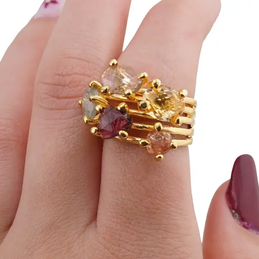 Inel din argint 925 placat cu aur 14k cu cristale incrustate, model spiralat deschis - marimea 54, imagine 4