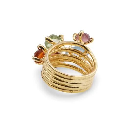 Inel din argint 925 placat cu aur 14k cu cristale incrustate, model spiralat - marimea 55, imagine 2