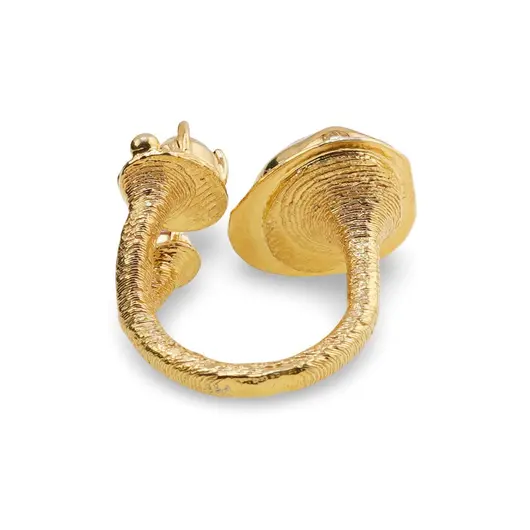 Inel din argint 925 placat cu aur 14k cu Perla de cultura si cristale incrustate, model ramura deschisa - marimea 59, imagine 2