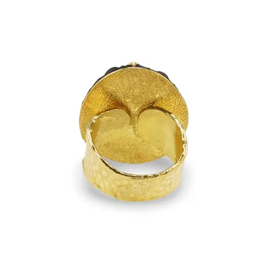 Inel din argint 925 placat cu aur 14k lucrat manual si cristale incrustate Turmalina multicolora, marimea 58, imagine 2