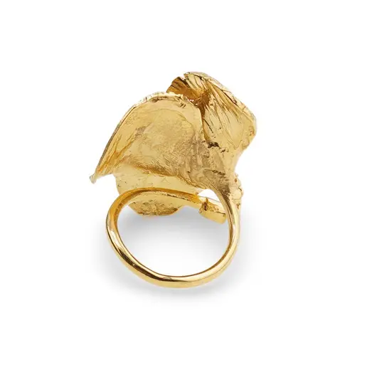 Inel din argint 925 placat cu aur 14k reglabil cu Iolith, model petale, imagine 2