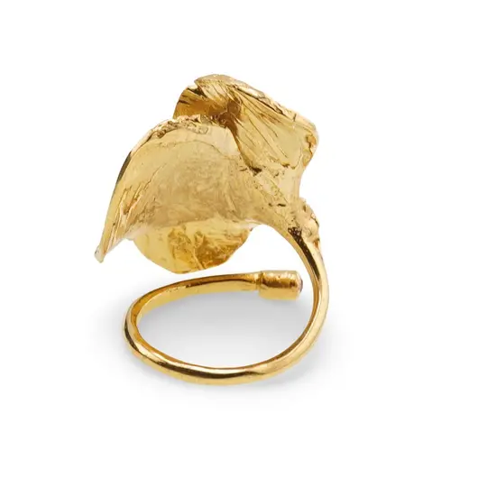 Inel din argint 925 placat cu aur 14k reglabil cu Topaz, model petale, imagine 2