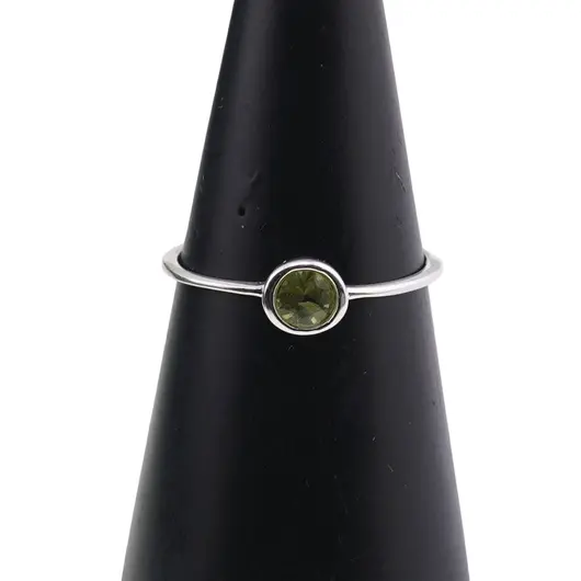 Inel din argint 925 subtire cu Peridot, marimea 54 - montura rotunda, imagine 4
