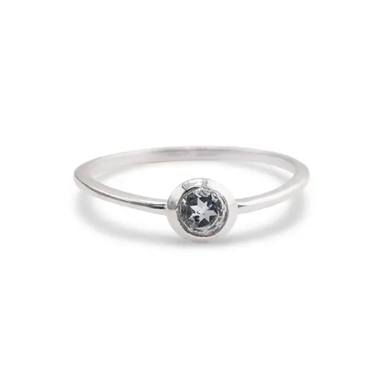 Inel din argint 925 subtire cu Topaz, marimea 54 - montura rotunda, imagine 2