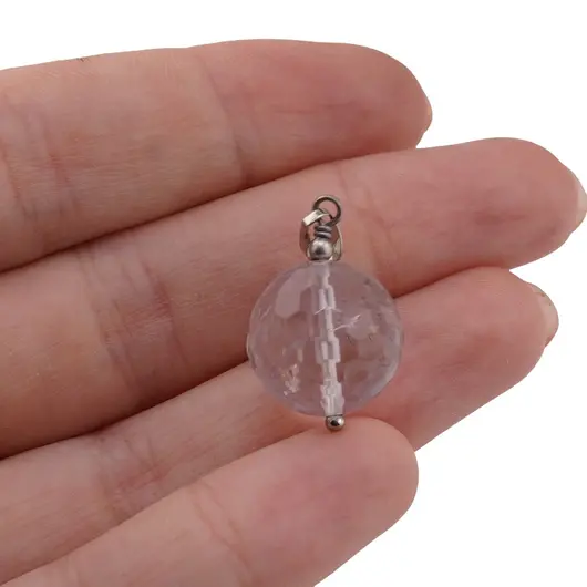 Pandantiv Ametist lavanda sfera fatetata, 14mm, imagine 3