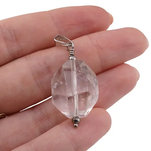 Pandantiv Cristal de stanca oval fatetat, 20mm, imagine 3