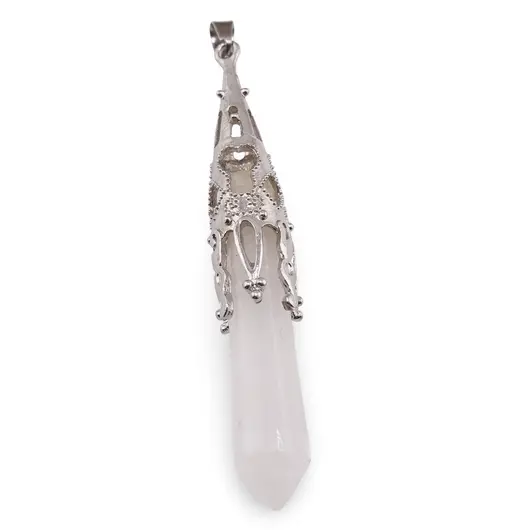 Pandantiv Cristal de stanca si montura din metal, 8cm