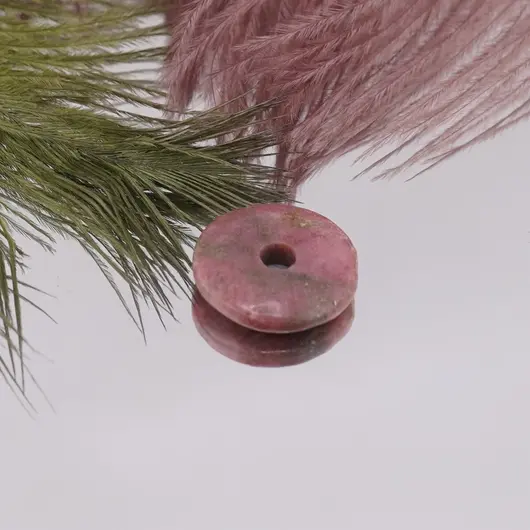 Pandantiv Rodonit donut pi, 15mm, imagine 2