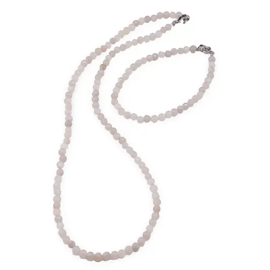 Set colier si bratara Agat natural sfere fatetate 4mm