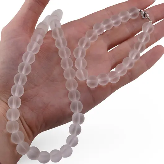 Set colier si bratara Cristal de stanca sfere mate 10mm, imagine 3
