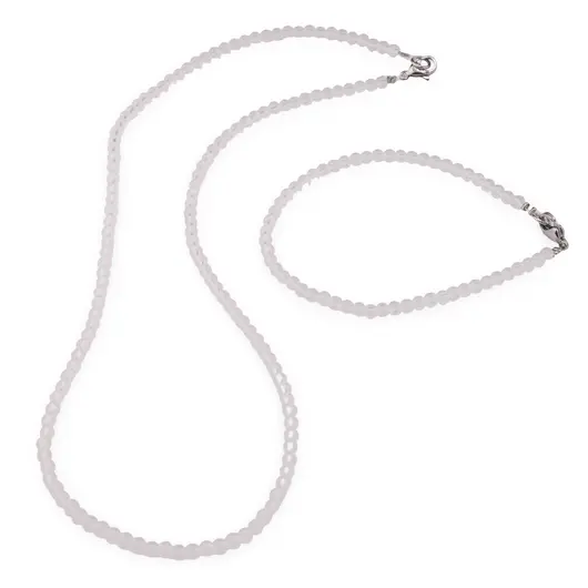 Set colier si bratara Cristal de stanca sfere mate 4mm