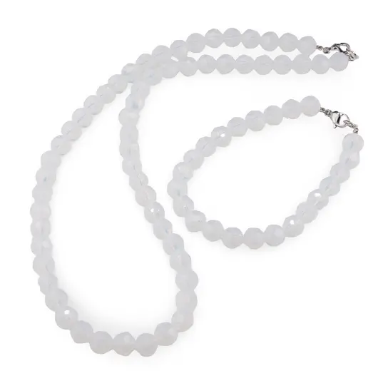Set colier si bratara Opalit sfere fatetate 8mm