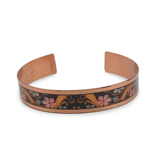 Bratara reglabila din cupru, model floral vintage