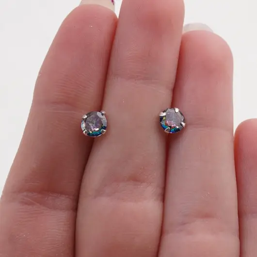 Cercei cu surub din Argint 925 si Topaz mistic, 5mm, imagine 3