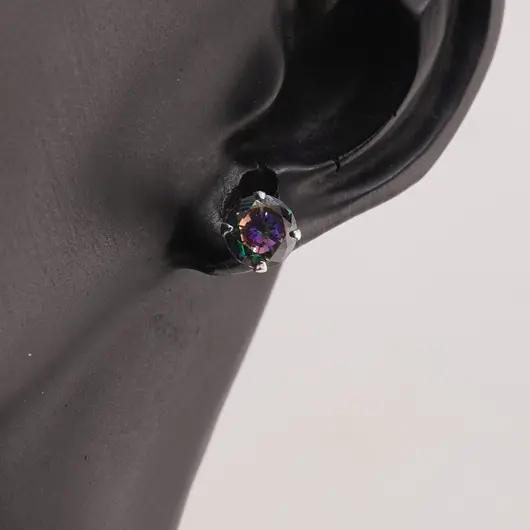 Cercei cu surub din Argint 925 si Topaz mistic, 6mm, imagine 2