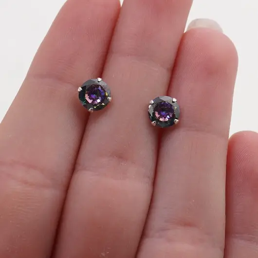 Cercei cu surub din Argint 925 si Topaz mistic, 6mm, imagine 3