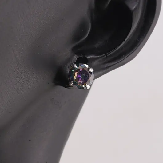 Cercei cu surub din Argint 925 si Topaz mistic, 7mm, imagine 2