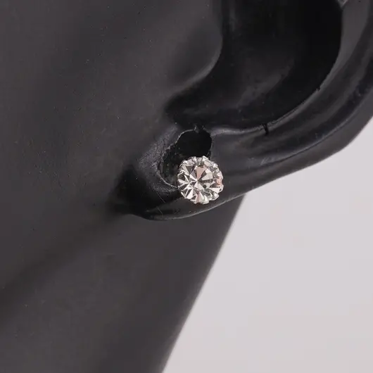 Cercei cu surub din Argint 925 si zircon alb, 4-5mm, imagine 2