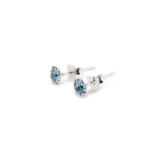 Cercei cu surub din Argint 925 si zircon albastru deschis, 4-5mm