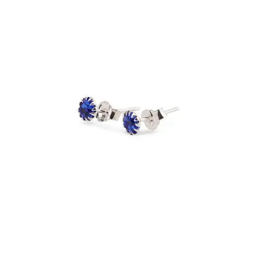 Cercei cu surub din Argint 925 si zircon albastru inchis, 4-5mm