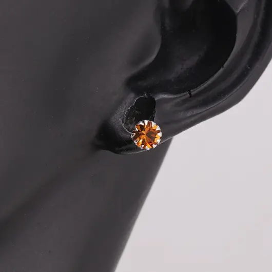 Cercei cu surub din Argint 925 si zircon galben, 4-5mm, imagine 2