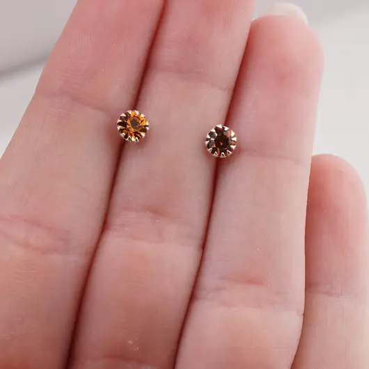 Cercei cu surub din Argint 925 si zircon galben, 4-5mm, imagine 3