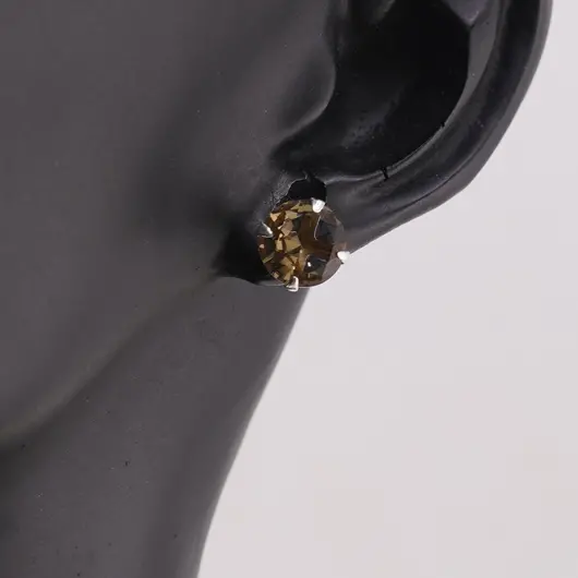 Cercei cu surub din Argint 925 si zircon galben, 7mm, imagine 2