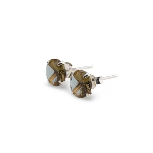 Cercei cu surub din Argint 925 si zircon galben, 7mm
