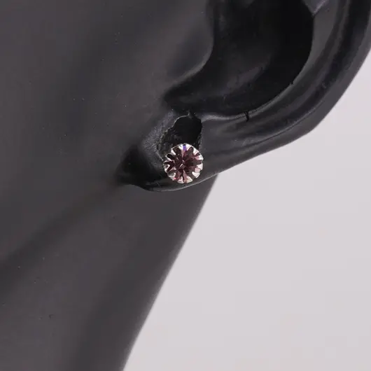 Cercei cu surub din Argint 925 si zircon lila, 4-5mm, imagine 2