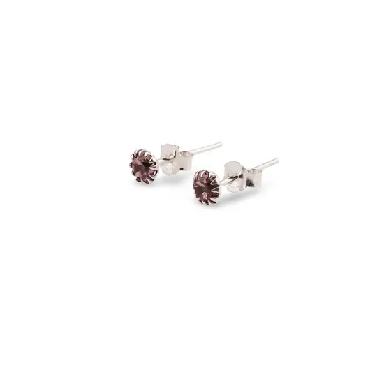 Cercei cu surub din Argint 925 si zircon lila, 4-5mm